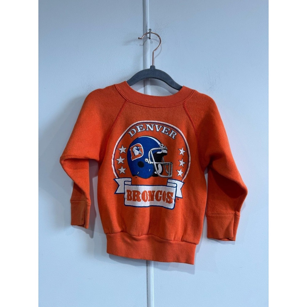 Vintage Denver Broncos Sweatshirt‎ Boys Small Orange NFL Football Artex USA